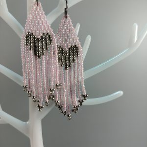 Brick stitch heart earrings