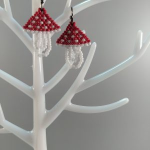 Brick stitch mushroom earrings