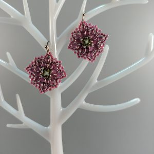 French rose super duo square earrings