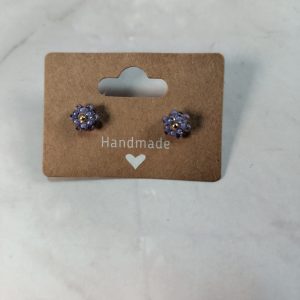 purple beaded flower post earrings