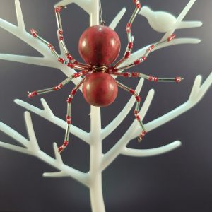 Red and gold polymer clay Spider ornament