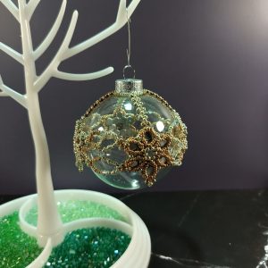 Silver and gold honeycomb flower ornament