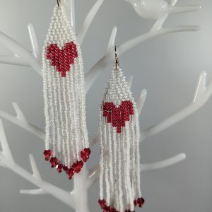 Brick stitch heart earrings