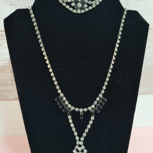 Black art deco necklace and bracelet set