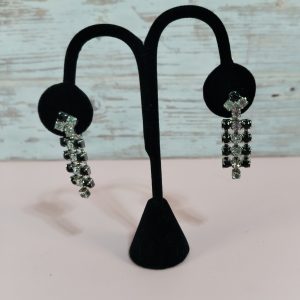 Vintage black and clear rhinestone earrings
