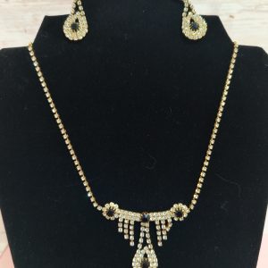 Black art deco necklace and earrings set