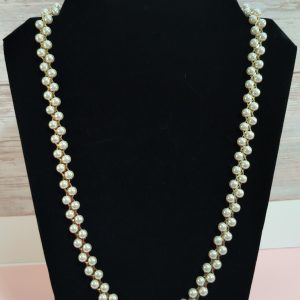 Vintage gold tone braided pearl necklace