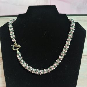 pink, hematite and silver necklace