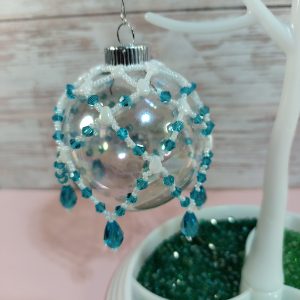 White and Aqua Christmas ornament