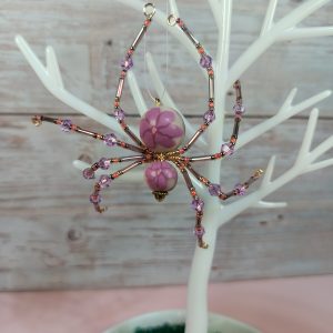 Lilac flower polymer clay Christmas spider