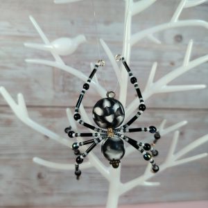Black polymer clay bead Christmas spider